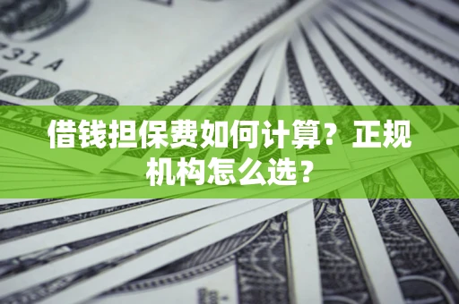 济南借钱担保费如何计算？正规机构怎么选？